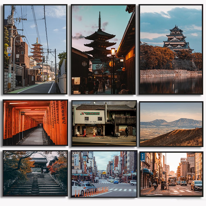 Vintage Collectible Posters - Coleção de Monumentos Japoneses Vintage: Pôsteres