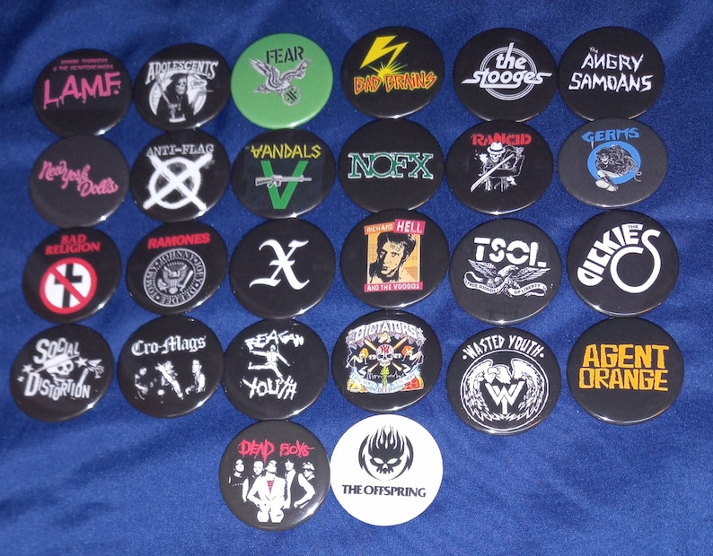 Vintage Collectible Pins - Botões Personalizados de Bandas de Punk