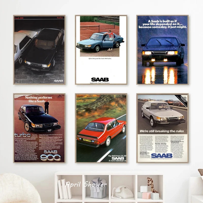 Vintage Collectible Posters - Clássico vintage saab 900 turbo carros