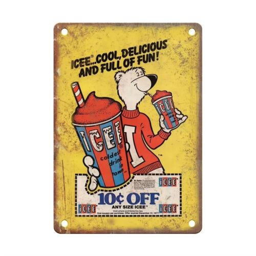 Vintage Collectible Bears - Placa de Metal Vintage ICEE para