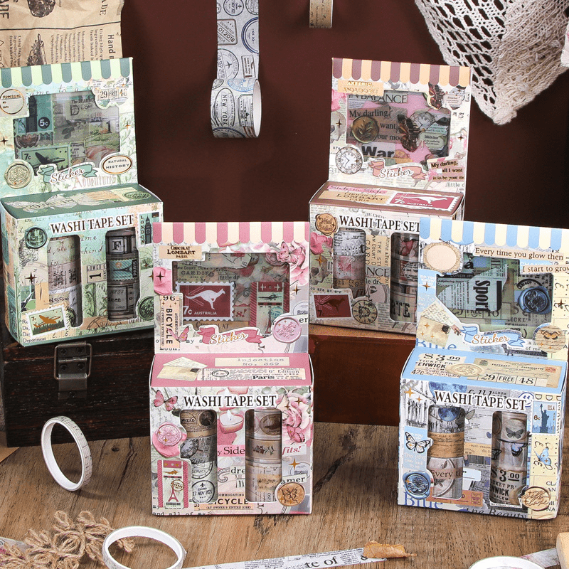 Conjunto de Fita Washi com Est - Vintage Collectible Stamps avaliação e preço