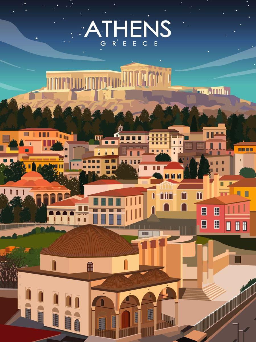 Vintage atenas grécia viagem c - Vintage Collectible Posters avaliação e preço