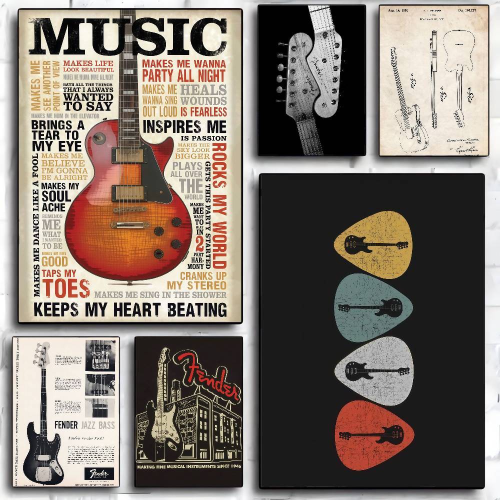 Coleção de guitarra auto-adesi - Vintage Collectible Posters avaliação e preço