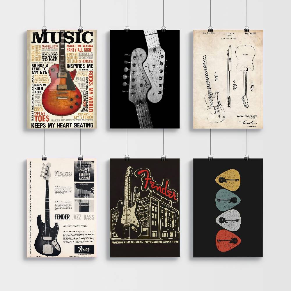 Coleção de guitarra auto-adesi - Vintage Collectible Posters avaliação e preço