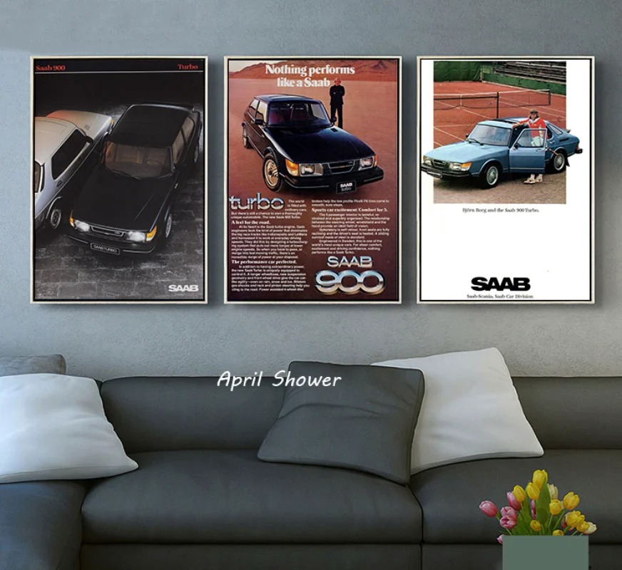 Clássico vintage saab 900 turb - Vintage Collectible Posters avaliação e preço
