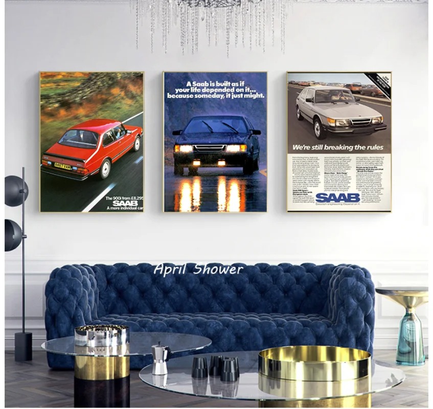 Clássico vintage saab 900 turb - Vintage Collectible Posters avaliação e preço