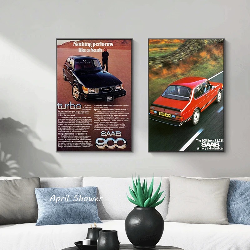 Clássico vintage saab 900 turb - Vintage Collectible Posters avaliação e preço